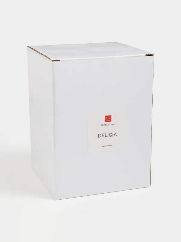 Емкость для хранения, 16 см, 700 мл, с ложкой, керамика D/дерево, молочная, в крапинку, Delicia, image-9