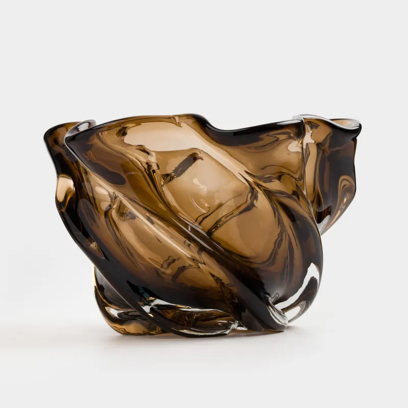 Ваза для фруктов, 22х14 см, стекло Р, коричневая, Wiggly, image-1