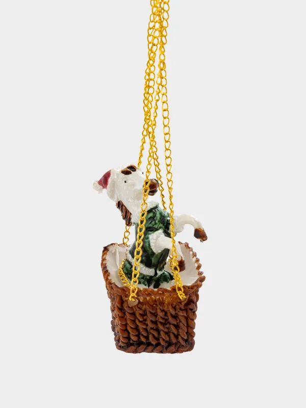 Игрушка елочная, 25 см, стекло, красно-зеленая, Лошадка на воздушном шаре, Figure christmas, image-2