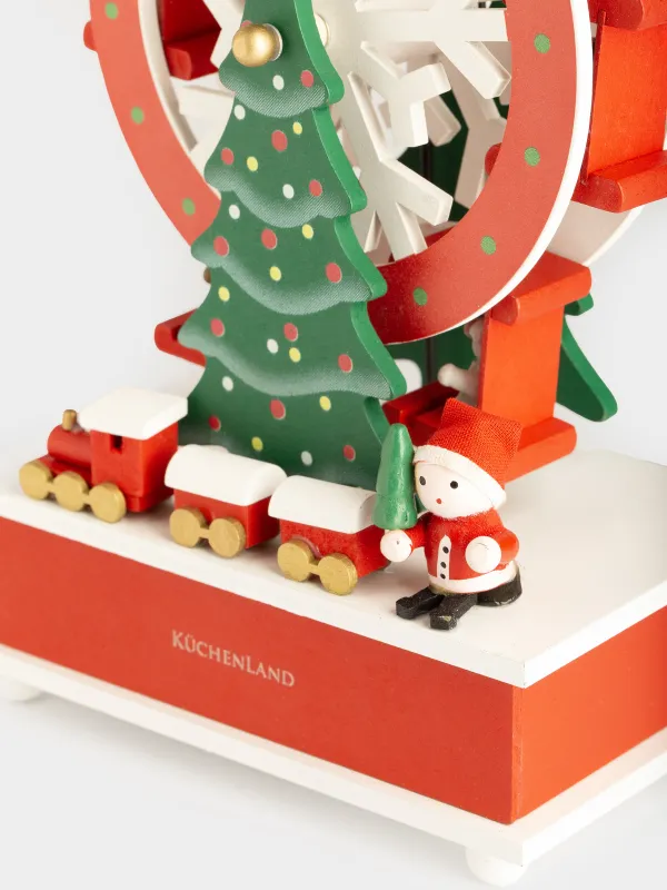 Статуэтка музыкальная, 20 см, заводная, Карусель-елка, Christmas style, image-3