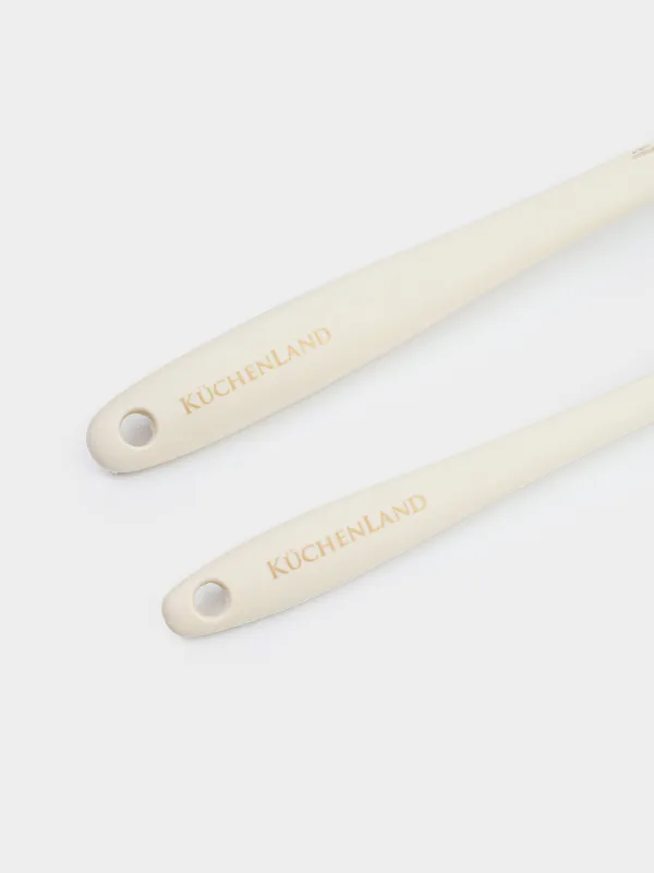 Лопатка-шпатель, 2 шт, силикон, молочная, Цветы, Flowers, image-3