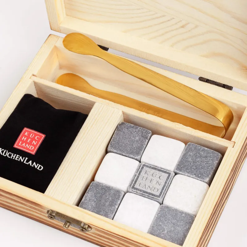 Набор кубиков для охлаждения напитков, 12 пр, с щипцами, в коробке, мрамор/сталь, Bar, image-2