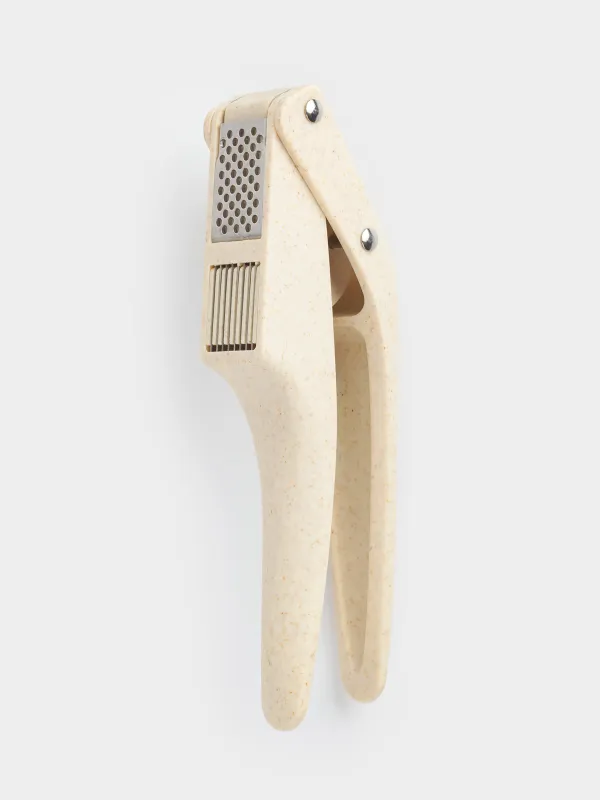 Пресс для чеснока, 19 см, 2 в 1, пластик/сталь, бежевый, в крапинку, Soft speckled, image-0