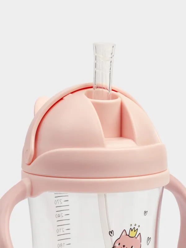 Бутылка-поильник, детская, 350 мл, тритан, розовая, Котик, Kiddy, image-2