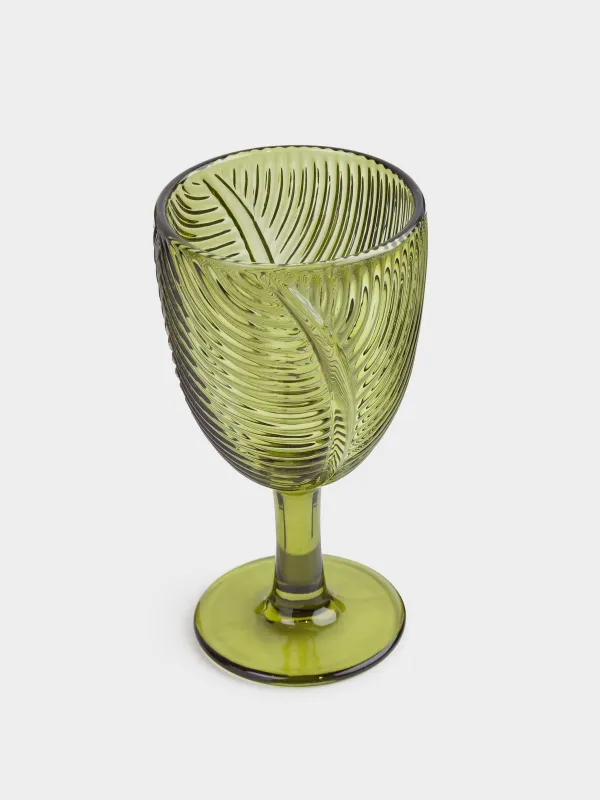 Бокал-кубок для вина, 260 мл, стекло Р, зеленый, Тропические листья, Tropical leaves, image-1