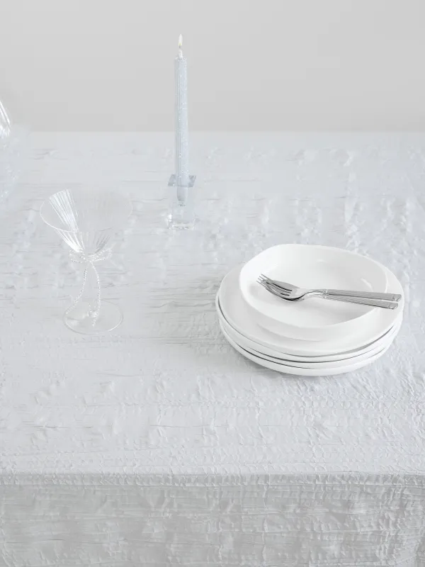 Скатерть, 170х250 см, полиэстер, светло-серая, Мятый эффект, Dented, image-1