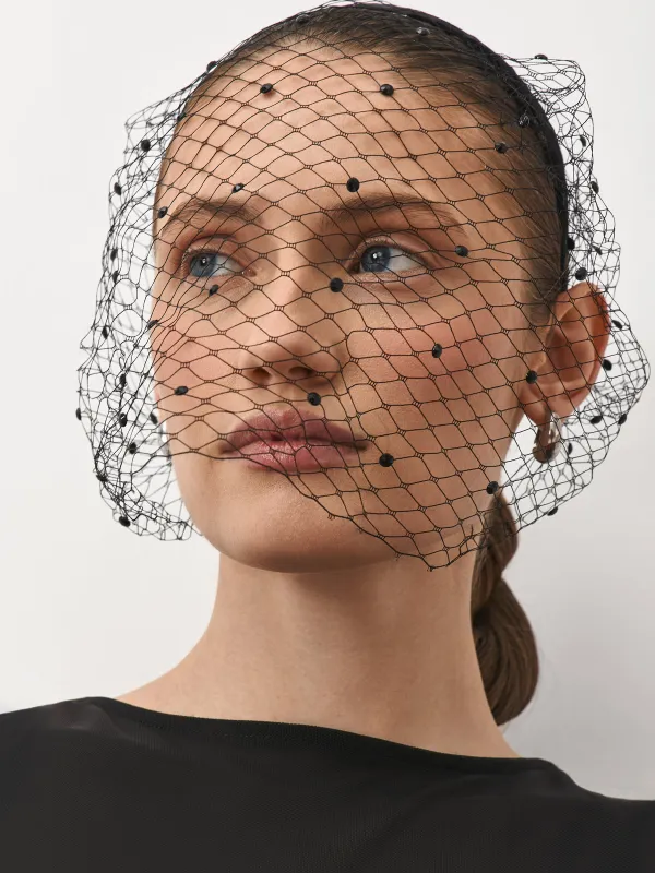 Ободок карнавальный, 14х15 см, металл/полиэстер, черный, Вуаль со стразами, Hairstyle, image-5