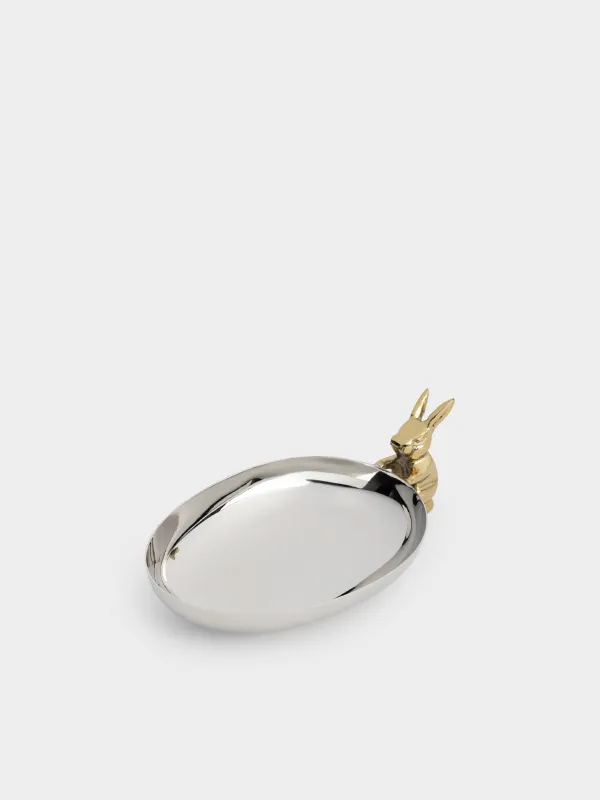 Блюдо декоративное, 16х12х3 см, сталь/латунь, серебристо-золотистое, Кролик, Fantastic, image-1