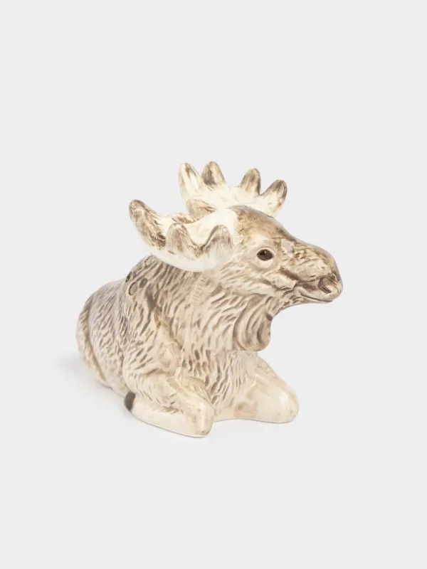 Емкость для соли или перца, 7 см, керамика, молочно-коричневая, Лось, Moose story, image-1