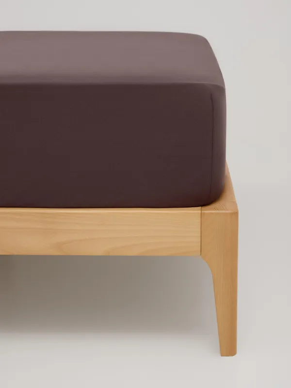 Натяжная простыня, 200х200 см, вареный хлопок, коричневая, Washed cotton, image-0