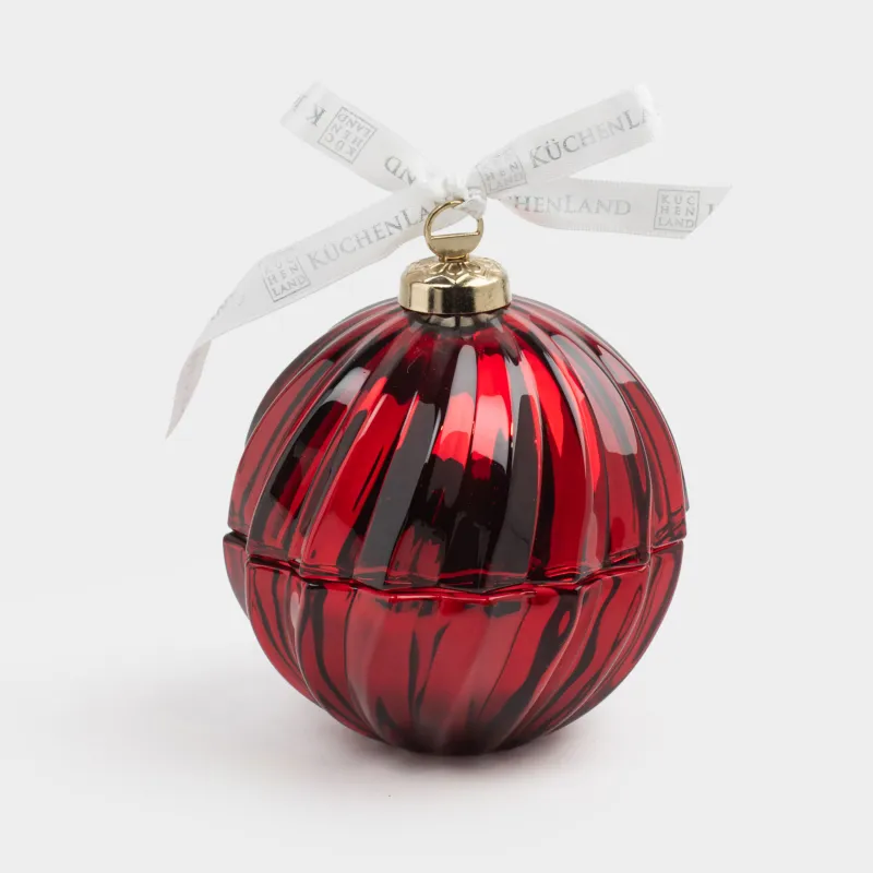 Емкость для хранения, 13х11 см, 170 мл, стекло Р/металл, красная, Шар, Christmas storage