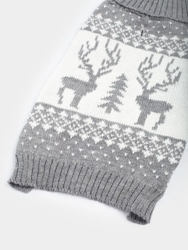 Свитер для животных, 25 см, р. XS, акрил, серо-белый, Олени, Fashion pet, image-3