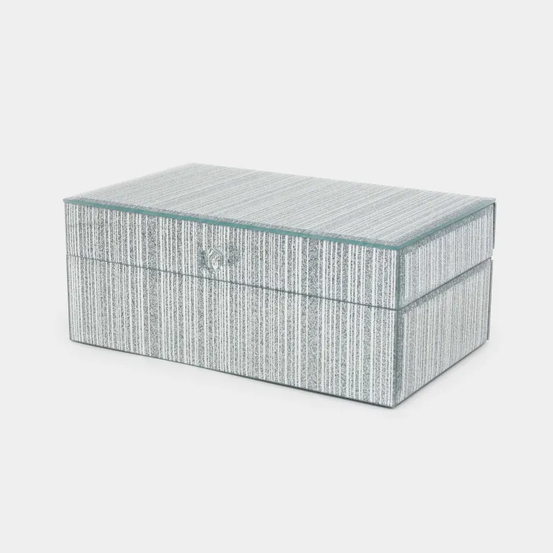 Шкатулка для украшений, 21х13 см, стекло, серебристая, Полосы, Actress