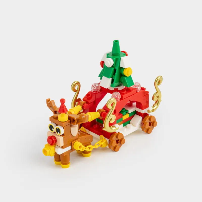 Конструктор, 12х8 см, 134 детали, пластик, цветной, Рождественские сани, Hobby kids