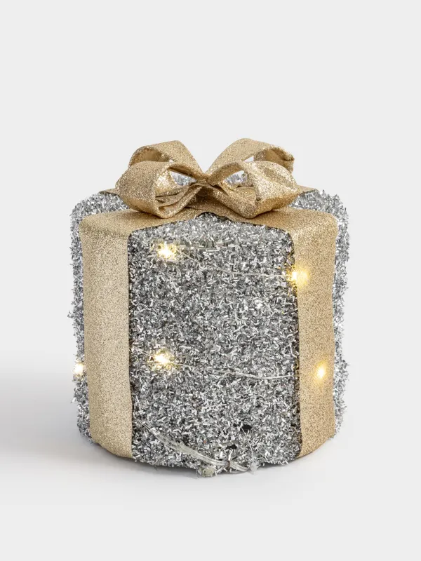 Статуэтка с подсветкой, 15 см, полиэстер/металл, круглая, серебристая, Подарок, Frosty sparks, image-0