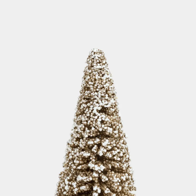 Ель искусственная, 42 см, с подсветкой, в деревянном горшке, пластик/дерево, шампань, Frosty sparks, image-3