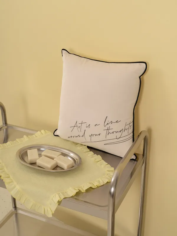 Подушка декоративная, 45х45 см, вельвет, молочная, Art is a line around your thoughts, Scroll, image-2