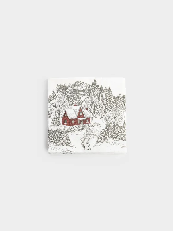 Салфетки бумажные, 21х21 см, 20 шт, Дом в лесу, Forest house, image-0
