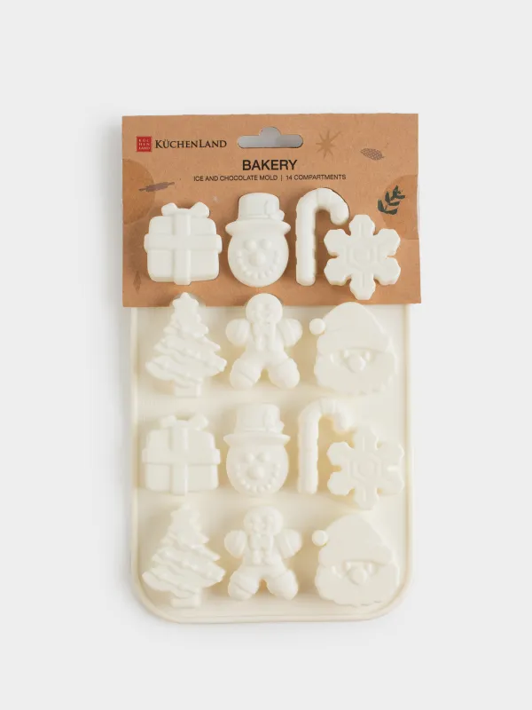 Форма для льда и шоколада, 20х13 см, 14 отд, силикон, молочная, Атрибуты праздника, Bakery, image-4