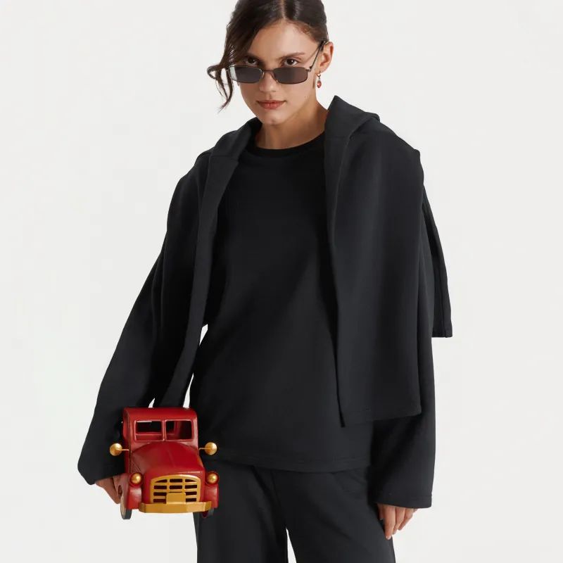 Свитшот женский, домашний, полиэстер/хлопок, черный, Courtney