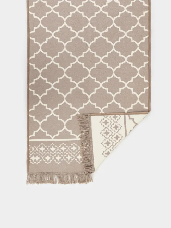 Коврик, 80х200 см, двусторонний, с бахромой, акрил, бежево-коричневый, Четырехлистники, Arabesque, image-4