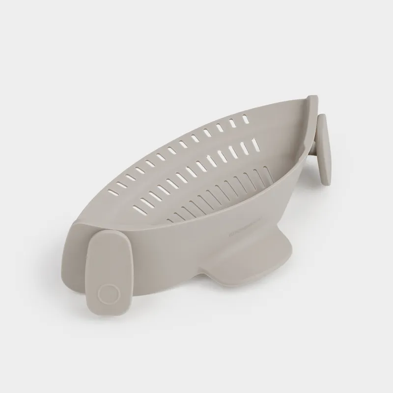 Дуршлаг-насадка на кастрюлю, 23 см, на зажимах, силикон, серо-коричневый, Soft kitchen