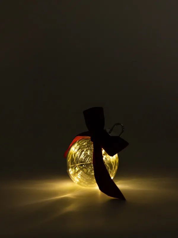 Статуэтка с подсветкой, 15 см, Шар с бантом, Silver style, image-2