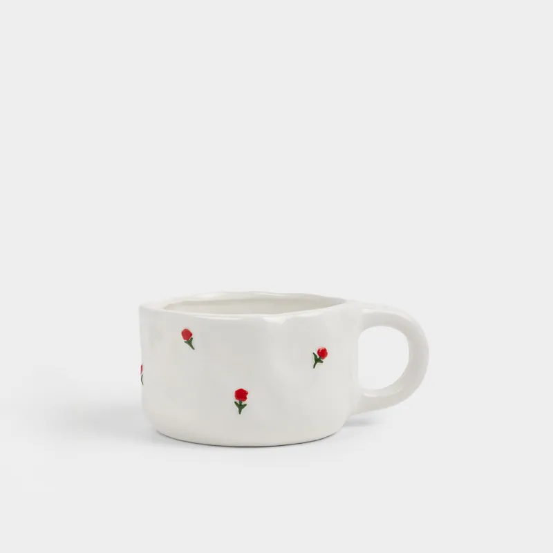 Кружка, 480 мл, керамика D, молочная, Доброе утро, Crumple flower