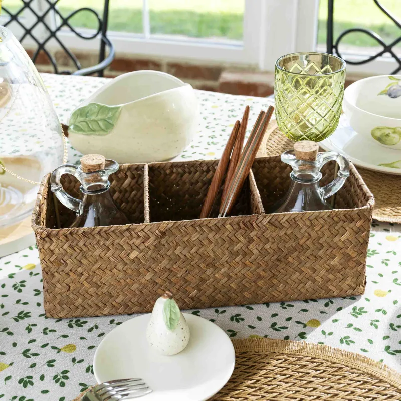 Подставка для кухонных принадлежностей, 32x12 см, 3 отд, солома, прямоугольная, Slant, image-2