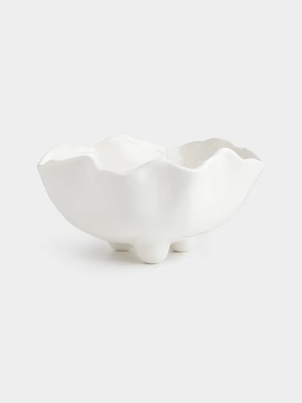 Ваза для фруктов, 25х12 см, на ножках, Мятый эффект, Crumple polar, image-0