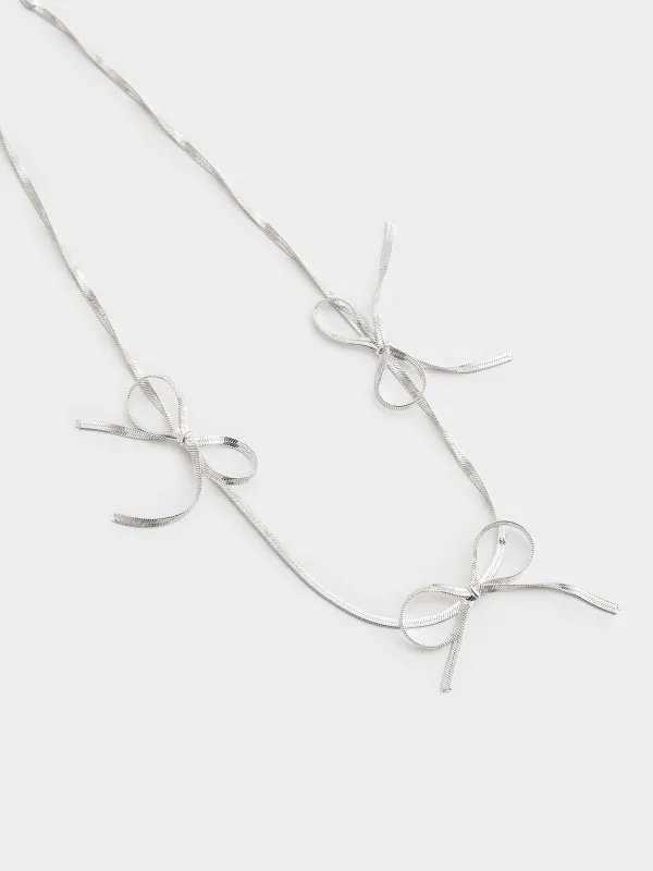 Цепочка, 40 см, металл, серебристая, Бантики, Jewelry, image-1