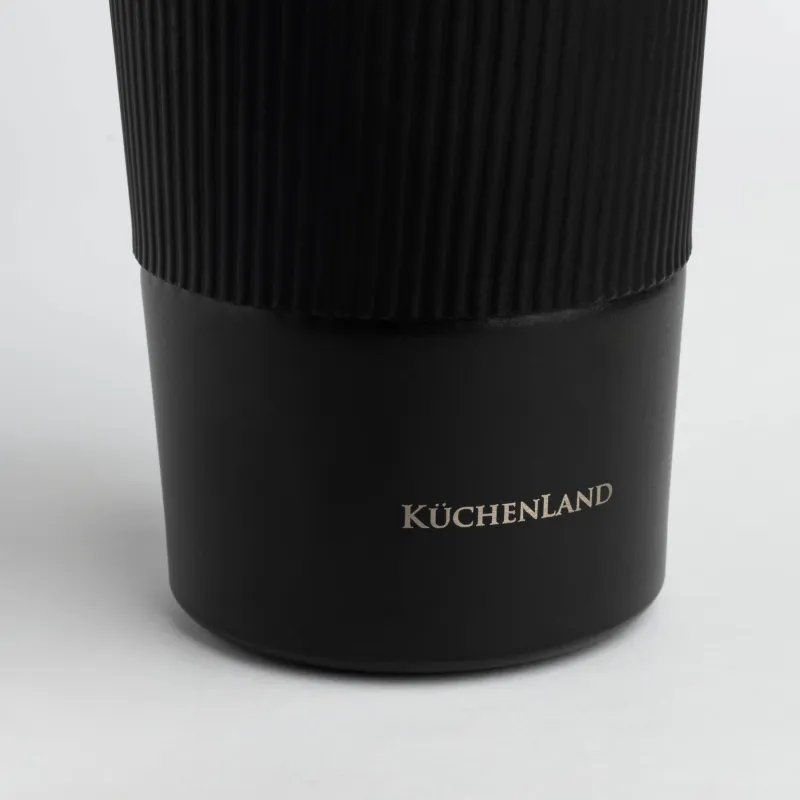 Термокружка, 450 мл, с зарфом, сталь/пластик/силикон, черная, Coffee life, image-3