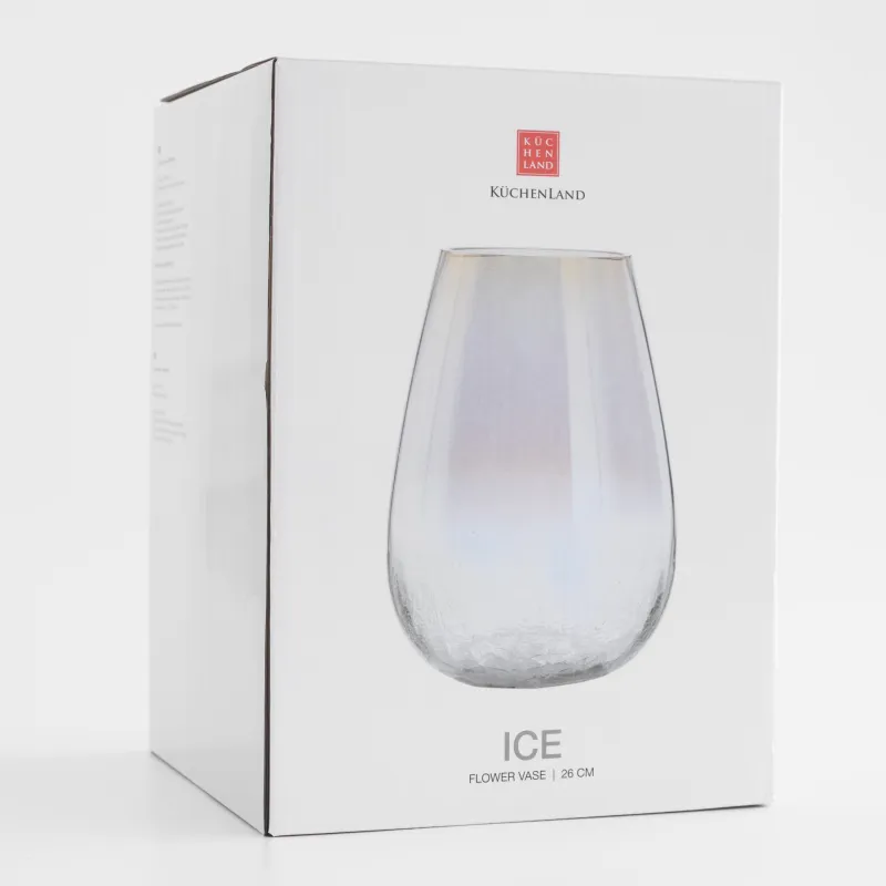 Ваза для цветов, 26 см, с градиентом, Кракелюр, Ice, image-5