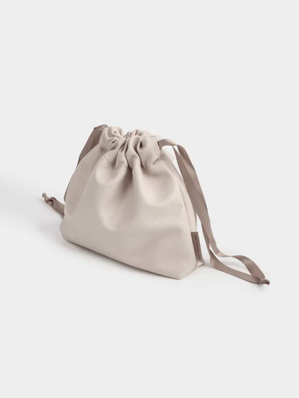 Косметичка, 25х20 см, на завязках, полиуретан, бежевая, Memo, image-1