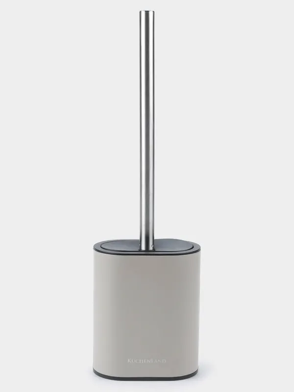 Ерш туалетный, 41 см, с подставкой, резина/сталь, бежево-серый, Giza, image-0