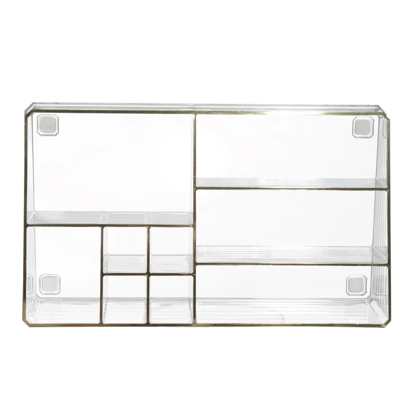 Органайзер для косметики, 28х7 см, 9 отд, пластик, золотистый кант, Dorado, image-1