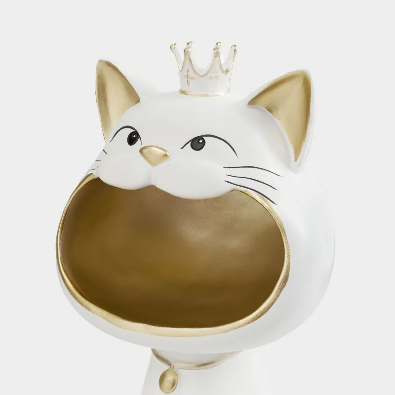 Конфетница, 27х17 см, полирезин, бежевая, Кот в короне, Cat, image-2