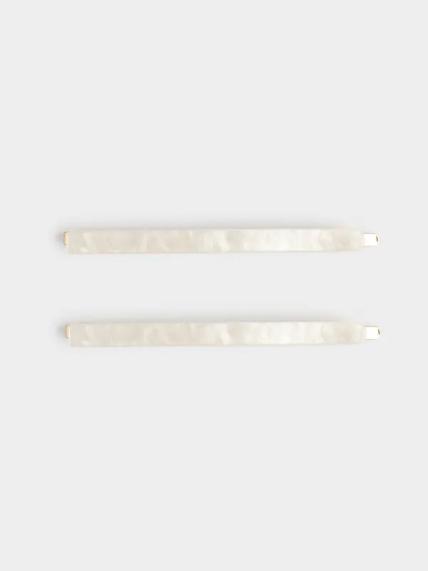 Заколка для волос, 8 см, 2 шт, акрил/металл, перламутр, Гламур, Glam, image-0