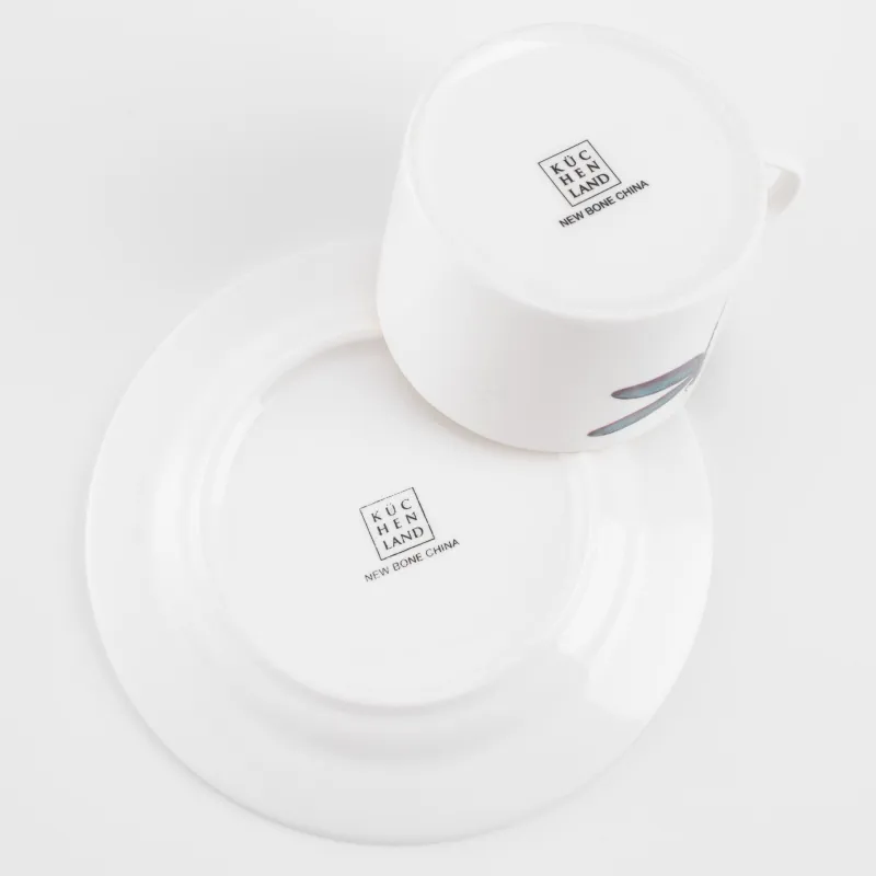 Пара чайная, 1 перс, 2 пр, 220 мл, фарфор N, золотистый кант, Стрекоза цветная, Symphony, image-4