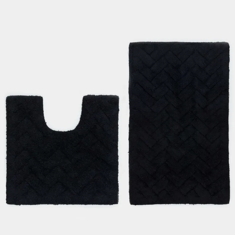 Коврик для ванной комнаты, 50x80/50x50 см, 2 шт, противоскользящий, хлопок, черный, Neutral, image-0