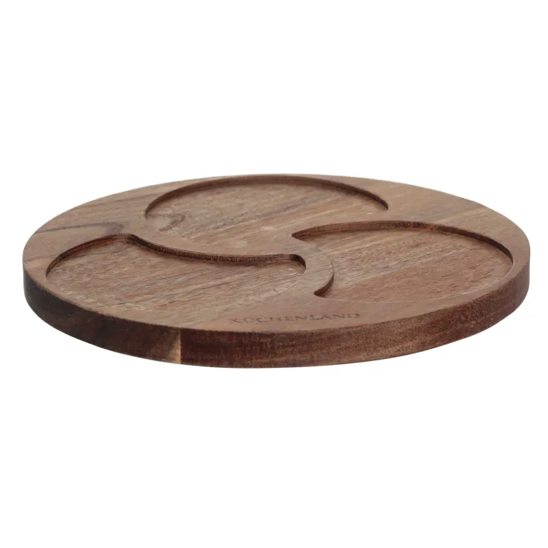 Набор для закусок, 3 пр, на подставке, керамика/дерево, Noble tree, image-1