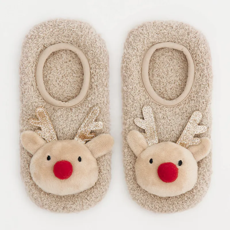 Носки детские, домашние, полиэстер, бежевые, Олень, Funny
