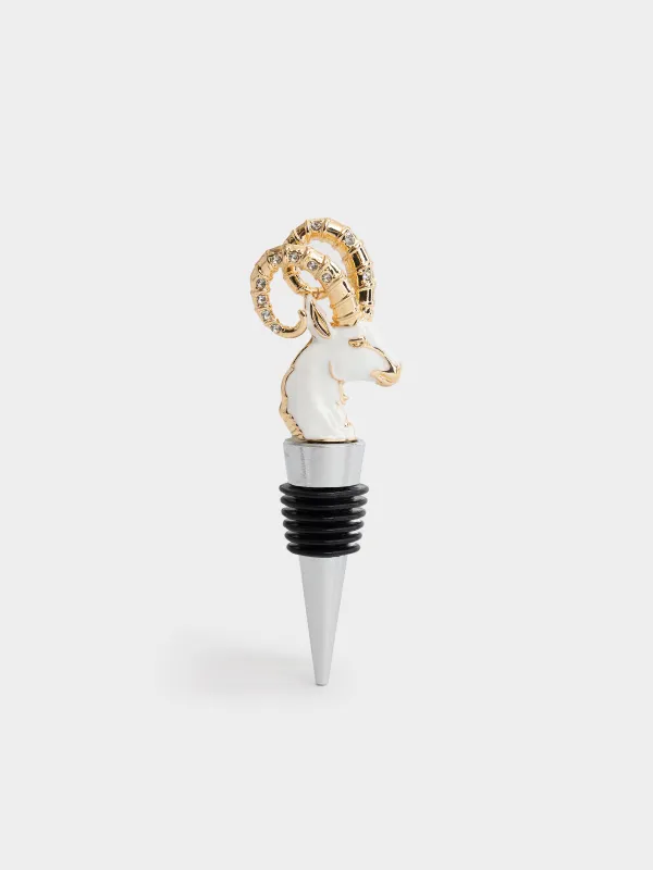 Пробка для винной бутылки, 12 см, Голова барана, Sheep gold, image-0