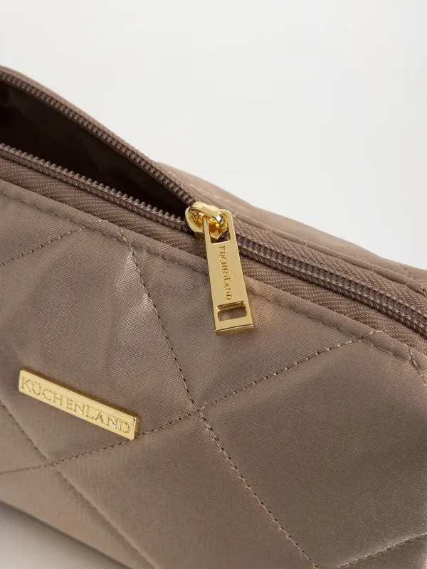 Косметичка, 20х10 см, стеганая, сатин, бежевая, Quilted silk, image-5