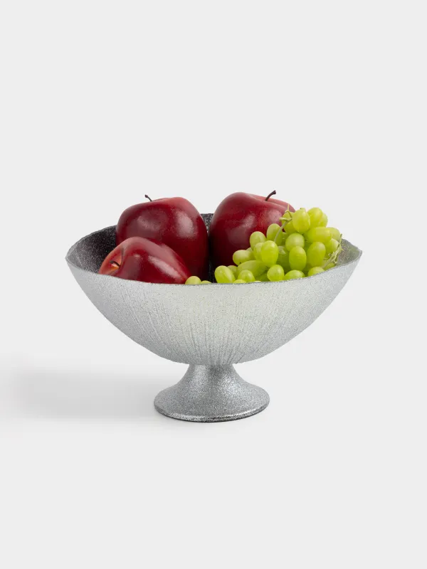 Ваза для фруктов, 24х14 см, на ножке, стекло, серебристо-серая, Angle, image-5