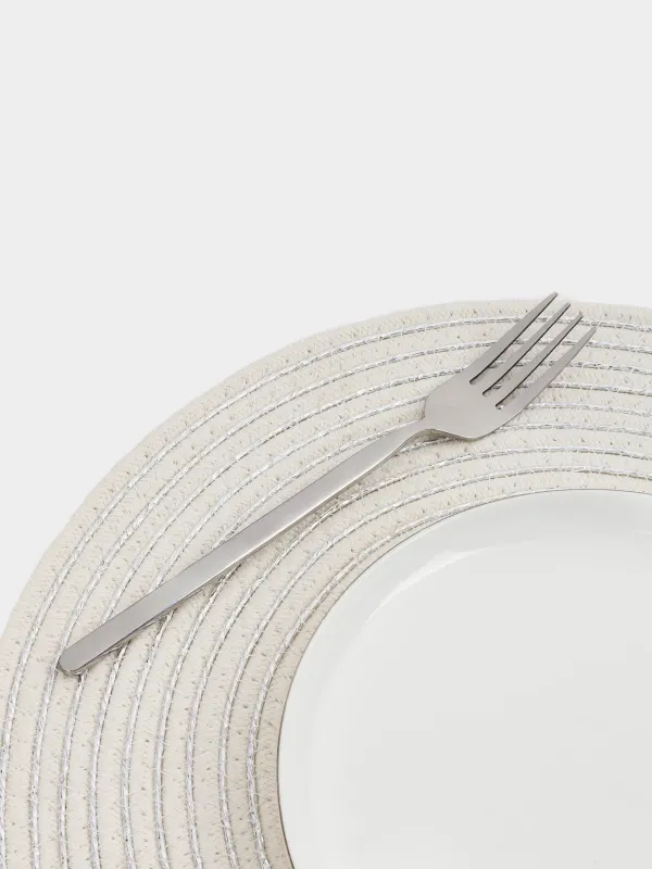 Салфетка под приборы, 38 см, полиэстер, круглая, белая, Ropes, image-2