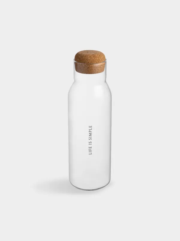 Бутылка для напитков, 1,25 л, стекло Б/пробка, Life is simple, Clear font, image-0