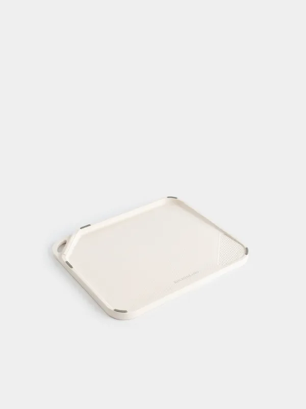 Доска разделочная, 28х23 см, с точилом/теркой для чеснока, пластик, бежевая, Soft kitchen, image-2