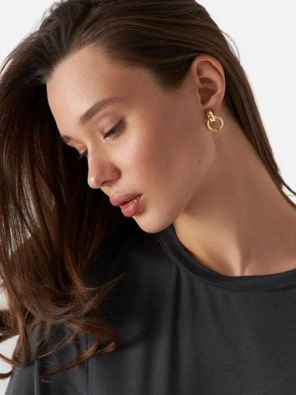 Серьги-пусеты, 2 см, 2 шт, металл, золотистые, Jewelry, image-2