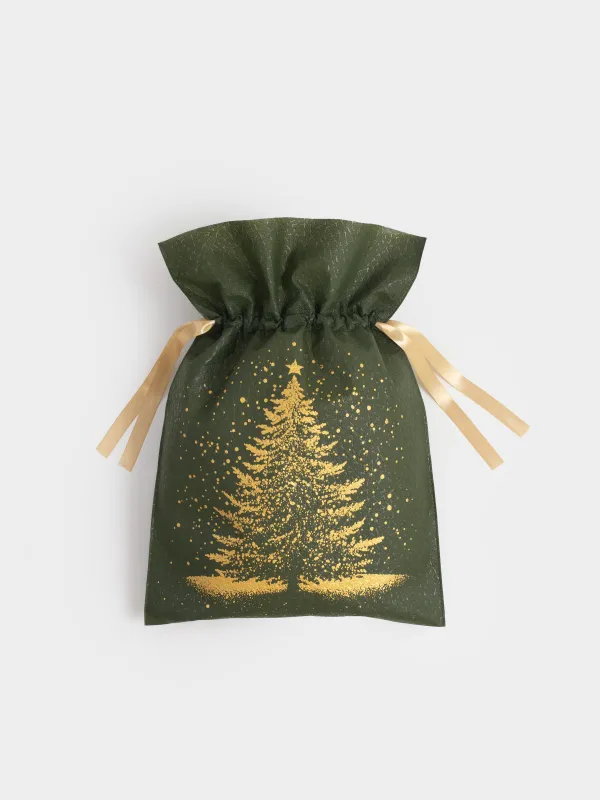 Мешок подарочный, 30х45 см, с завязками, полипропилен, зеленый, Ель, Night spruce, image-3